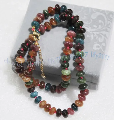 Natural Colorful Tourmaline Rondelle Gemstone Beads Necklace 14-48'' 4x6mm 5x8mm • $6.28