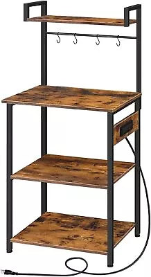 Bakers Rack With Power Outlet，Microwave Stand With Storage 5-Tiers • $52.72