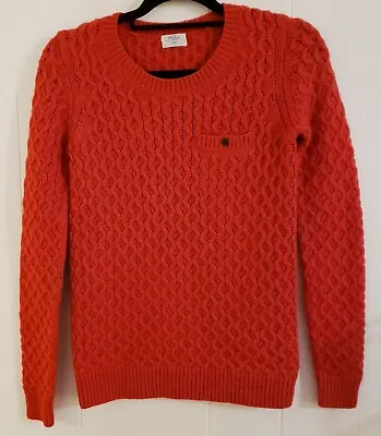 Wallace By Madewell Sweater Size XS Red Cable Knit Crew Wool Alpaca Pullover • $26.21