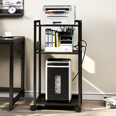 TC-HOMENY 3-Tier Mobile Printer Stand Rolling Scaner Cart Desk W/Power Station • $65.99