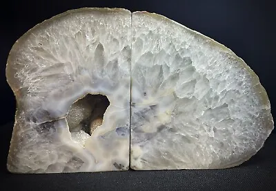 £78.75 • Buy A Pair Of Polished Druzy Agate Geode Bookends Statement Piece Home Décor