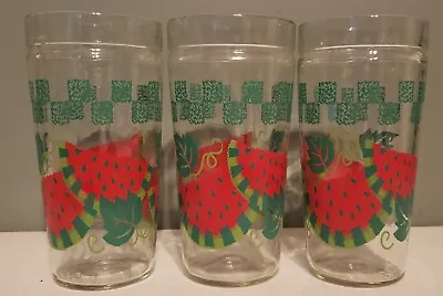 3 Vintage Anchor Hocking 16 Oz Watermelon Jelly Jar Drinking Glasses Tumblers 6  • $4.99