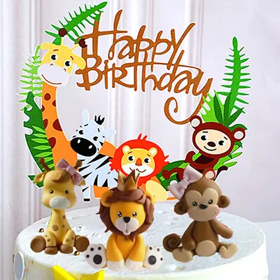 Kids Baby Birthday Animal Cake Decor Toppers Jungle Animal Forest Cake Toppers • £6.99