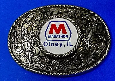 Marathon Petroleum Oil Company Logo Olney Illinois  Advertisement Belt Buckle • $13.50