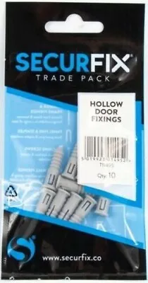 £3.15 • Buy 10x Securfix Trade Pack DIY Decorating Hardware Hollow Door Fixings Plugs Pack