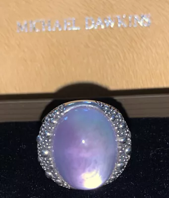 GENUINE STARRY NIGHT Mother Pearl MICHAEL DAWKINS RING Silver NIB Sz 6 Purple • $129.99