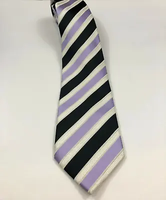 Donald J Trump Signature Collection Lavender Black White Striped NeckTie Tie F17 • $10