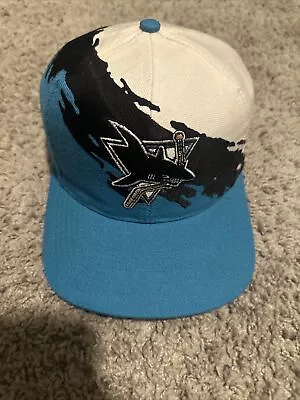 Vintage San Jose Sharks  90s NHL LogoAthletic Hat Splash Snapback • $650
