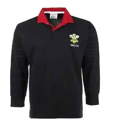  New Men’s Rugby Full Sleeve Collar Style Wales Sports Jersey Size S To 5XL  • £20.99