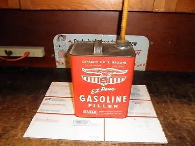 Vintage EAGLE No. 1002 Gasoline Filler 2 Gallon Metal Gas Can USA Collectible • $19.99