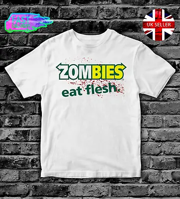 ZOMBIES EAT FLESH Kids T-Shirt Top Boys Girls ADULTS MENS T SHIRT TSHIRT FUNNY • £12.99