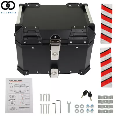 Black 45L Motorcycle Top Case Tail Box Thick Aluminum Hard Trunk • $124.25