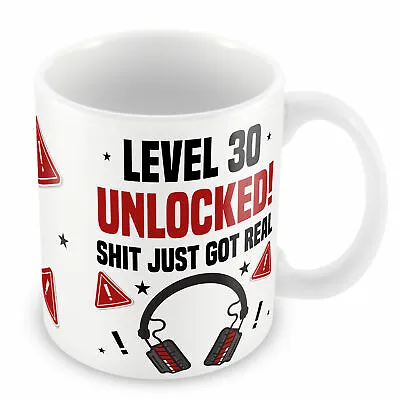 30th Birthday Mug Gamer Level Unlocked Gift For Him Her Men Funny Rude Mug • £8.99