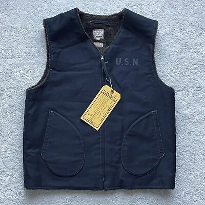 REAL McCOY'S WWII N-1 Deck Jacket Vest Navy Stencil Men's Size 42  DEMOTEX-ED • $425