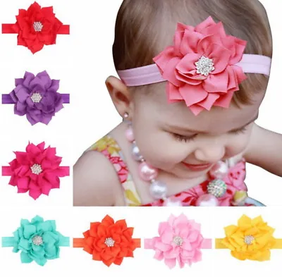 $11.98 • Buy 8Pcs Colors Newborn Baby Girl Headband Infant Toddler Bow Hair Band Accessories