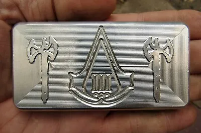 Vtg ASSASSIN'S CREED Belt Buckle AXE Valhalla Ubisoft Video Game Silver RARE VG+ • $39.99