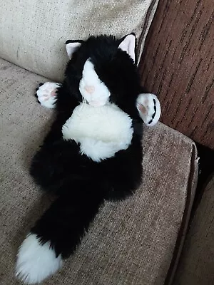 The Puppet Co Black And White Plush Cuddly Cat Handpuppet • £4.99