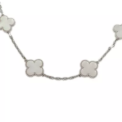 Van Cleef & Arpels Vintage Alhambra VCARF48500 White Gold Shell Necklace • £7290.99