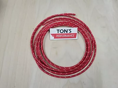 10 Feet Vintage Braided Cloth Covered Primary Wire 16 GA Gauge Red W/ 1 White • $6.99