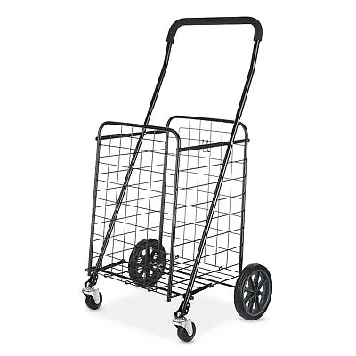 Folding Shopping Cart Basket Utility Cart Trolley Laundry Grocery W/ 4 Wheels US • $37.13