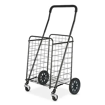 $36.73 • Buy Folding Shopping Cleaning Cart Basket Utility Trolley Laundry Grocery 4 Wheels