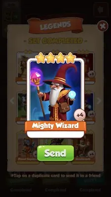 2 X Coin Master Rare Card Mighty Wizard And Holy Monk Legends Set • £1.50