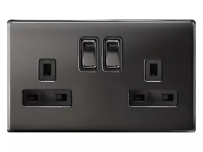 £9.99 • Buy Black Gloss Nickel Or Brush Chrome Wall Plate Plug Socket & Switches Slim Flat