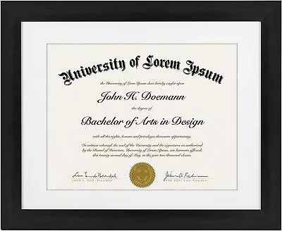 Americanflat 11x14 Black Diploma Frame | Certificate Frame Displays 8.5x11 • $17.49