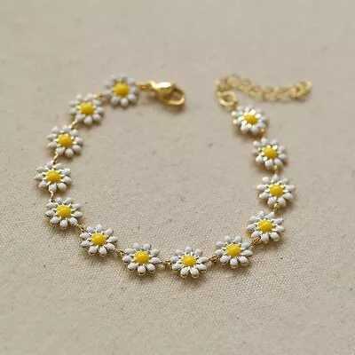 £2.94 • Buy Sweet White Daisy Flower Enamel Bracelet Chain Lobster Women Party Jewelry Gifts