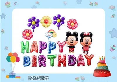 Mickey Mouse Birthday Party Decorat SuppliesHappy Birthday Letter Balloons • $16.99