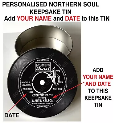 Personalised Record Tin Northern Soul Keepsake Gift Tin Scooter Ska Reggae Tin • £9.95