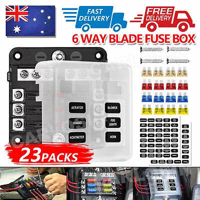 6 Way Blade Fuse Block Box Holder LED Light 12V 32V Circuit Caravan Marine Car • $13.95