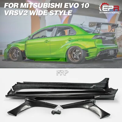 VRS V2 Wide Style FRP Side Skirt With Add On Kits 4pcs For Mitsubishi EVO 10 • $3330.84