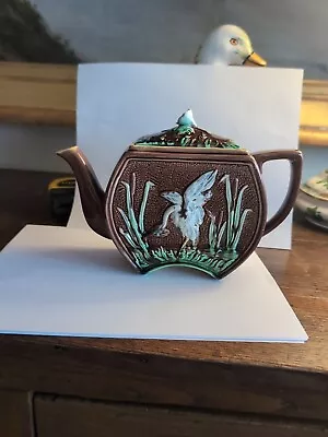 Vintage Decorative Majolica Ceramic Pottery Teapot With Handle • $80