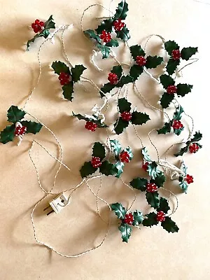 Vintage Christmas String Light 20 HOLLYLEAVES W/BERRY 12 Ft • $20