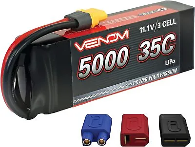 Venom 35C 3S 5000mAh 11.1V LiPo Battery With Universal Plug • $92.99