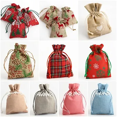 £2.35 • Buy Drawstring Favour Bags. Wedding Christmas Hessian Linen Fabric Gift Bag Pouch