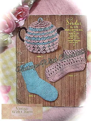 £1.99 • Buy Vintage Crochet Pattern Frilled Tea Cosy, Simple Bed Socks & Ankle Bed Socks