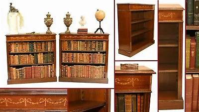 Pair Open Bookcases - Sheraton Regency Mahogany Bookcase • $2440