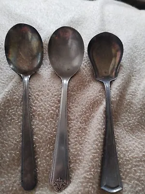 3 Vtg Small Silver Plate Serving Spoons • $4.95