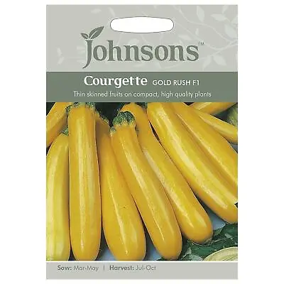 Johnsons Courgette Seeds Gold Rush F1 Yellow Thin Sking Fruits Compact Plants • £5.95