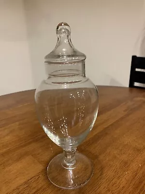 10  Vintage Apothecary Jar Footed Clear Glass Drug Store/Candy Jar • $22