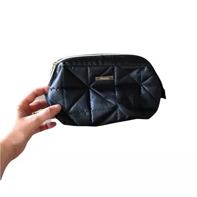 Modella Quilted Black Makeup Cosmetic Bag Wide Mouth Open W/ Zip Closure • $7.20