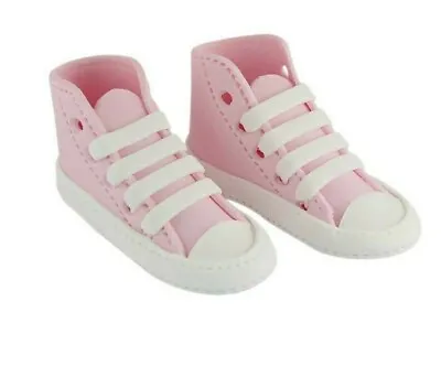 Pink Edible Booties Baby Shower High Tops Converse Trainers Cake Topper  • £13.63