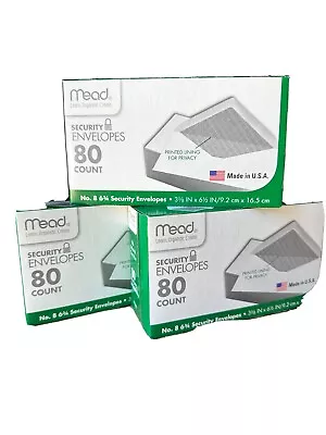 Mead Security Envelopes 80 Count White No. 8 6-3/4 Brand New 3 Pk • $15.87