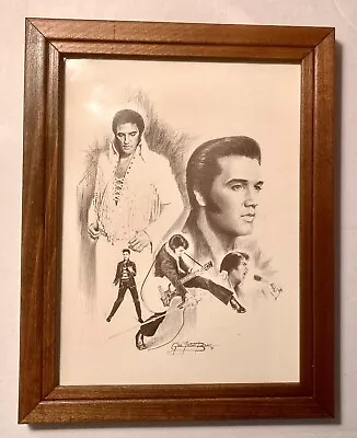 Vintage 1977 Elvis Presley Framed Lithograph By Glen Fortune Banse Apple Arts • $18.49