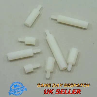 £2.01 • Buy White Nylon Male M3 Thread Pillars + Nut Plastic PCB Spacer Studs Hex Standoff