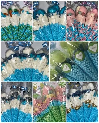 Filled Birthday Party Kids Blue Sweet Cones Party Bags Candy Chocolate Girl Boy • £1.80