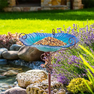 £19.93 • Buy Heavy Duty Pedestal Bird Bath Outdoor Garden Yard Bird Feeder Metal Stake Stand