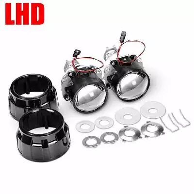 2X LHD 2.5  Mini Bi-Xenon HID Projector Lens Hi-Lo Retrofit Headlight Kit H4 H7 • $44.98